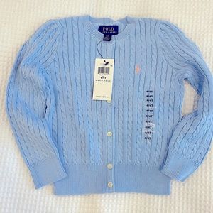 Ralph Lauren. Girls  4T light blue button up sweater. 100% cotton.